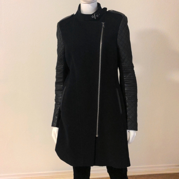 Andrew Marc Black Virgin Wool Cashmere Blend Leather Effect 10 - Picture 4 of 13